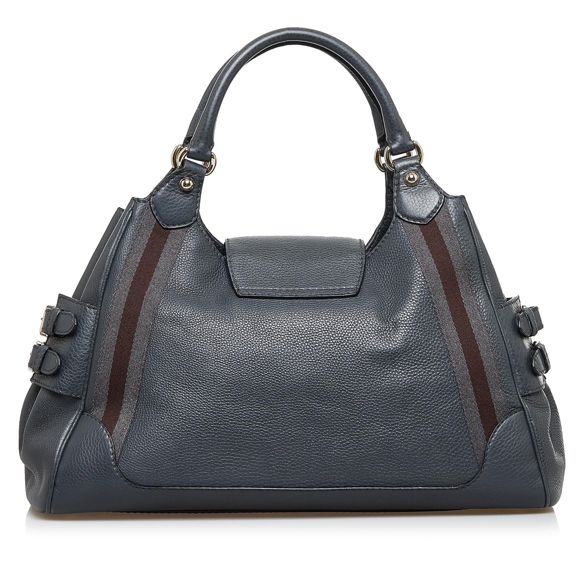 Gucci Web Heritage SHG-U6ItDS Calf Brown Grey Satchel Bag