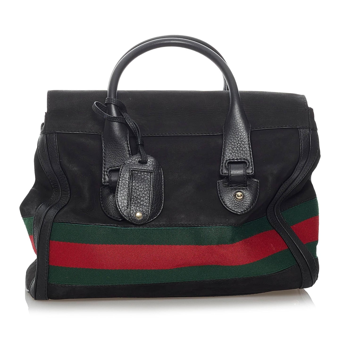 Gucci Web Heritage Nubuck SHG Leather Calf Black Tote Bag