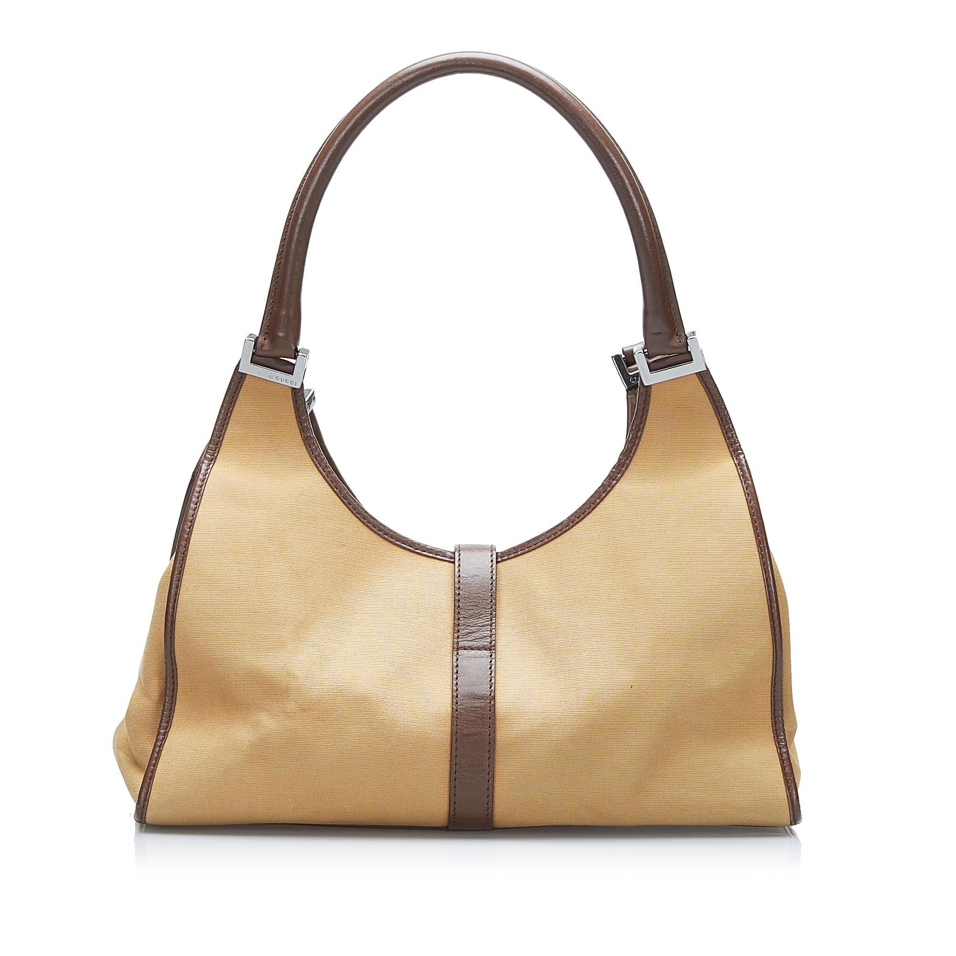 Gucci Web Jackie Bardot SHG-k8Xx7L Canvas Calf Brown Shoulder Bag