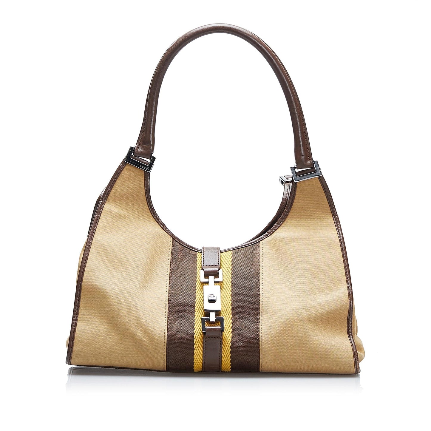 Gucci Web Jackie Bardot SHG-k8Xx7L Canvas Calf Brown Shoulder Bag