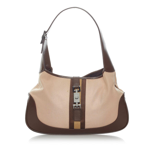 Gucci Web Jackie SHG Canvas Brown Shoulder Bag