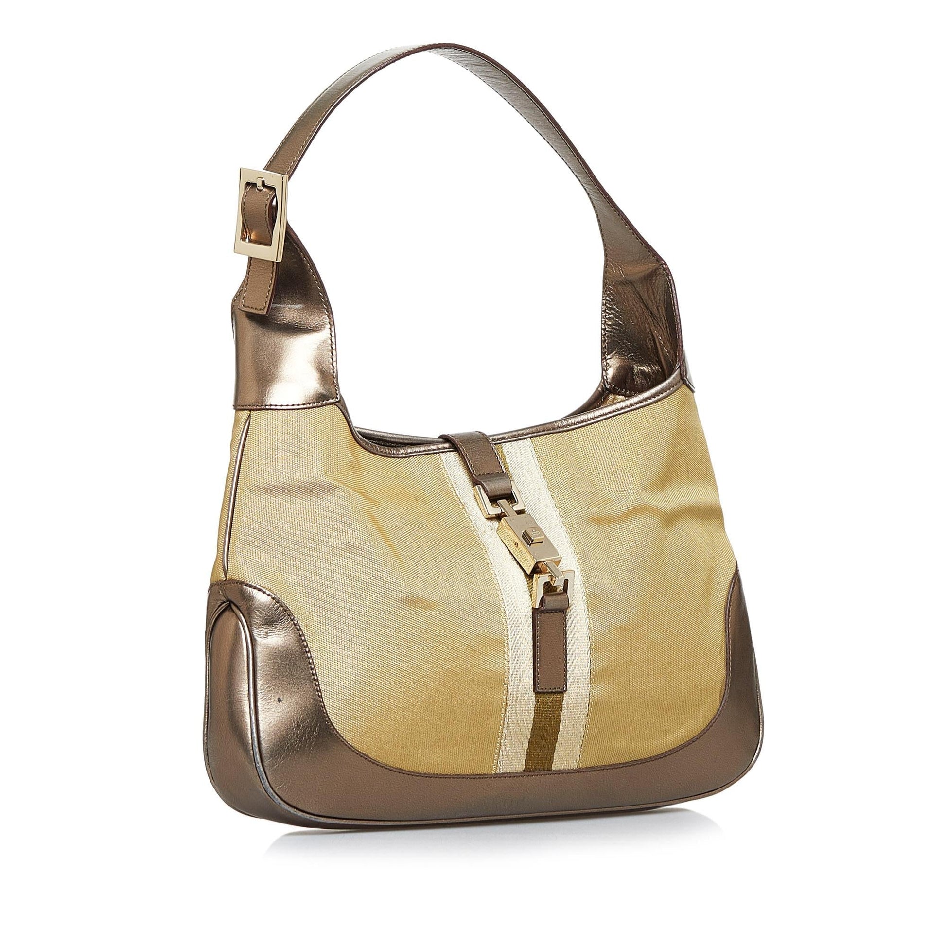 Gucci Web Jackie O SHG-G71G2z Calf Brown Shoulder Bag