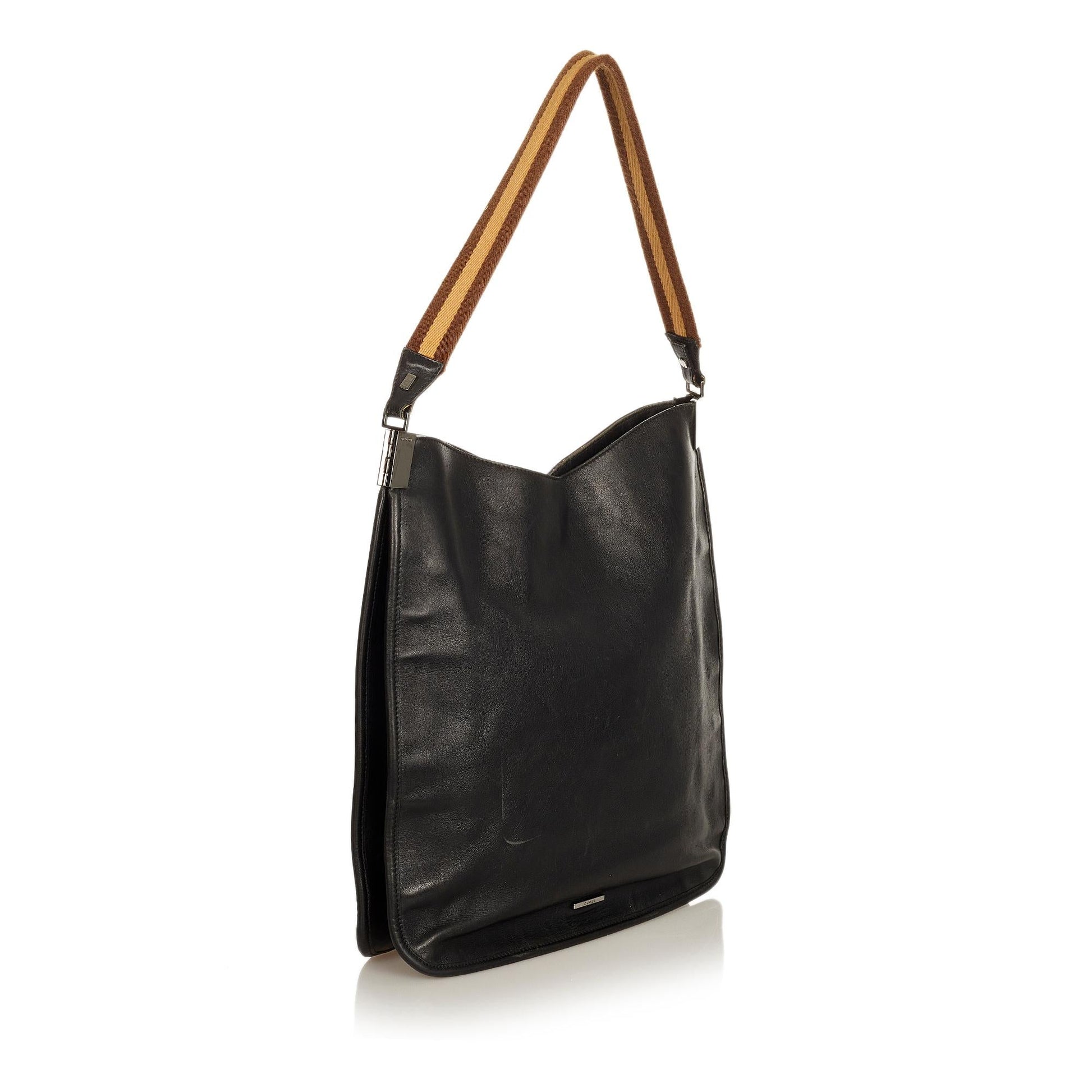 Gucci Web SHG Leather Calf Black Shoulder Bag