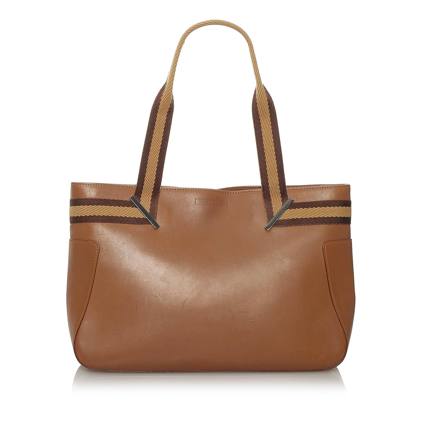Gucci Web SHG Leather Calf Brown Tote Bag Bag Shg