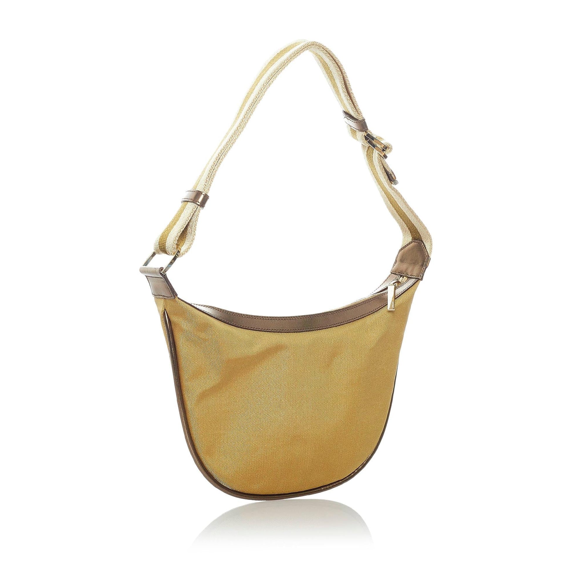 Gucci Web SHG Nylon Calf Brown Shoulder Bag Bag Shg