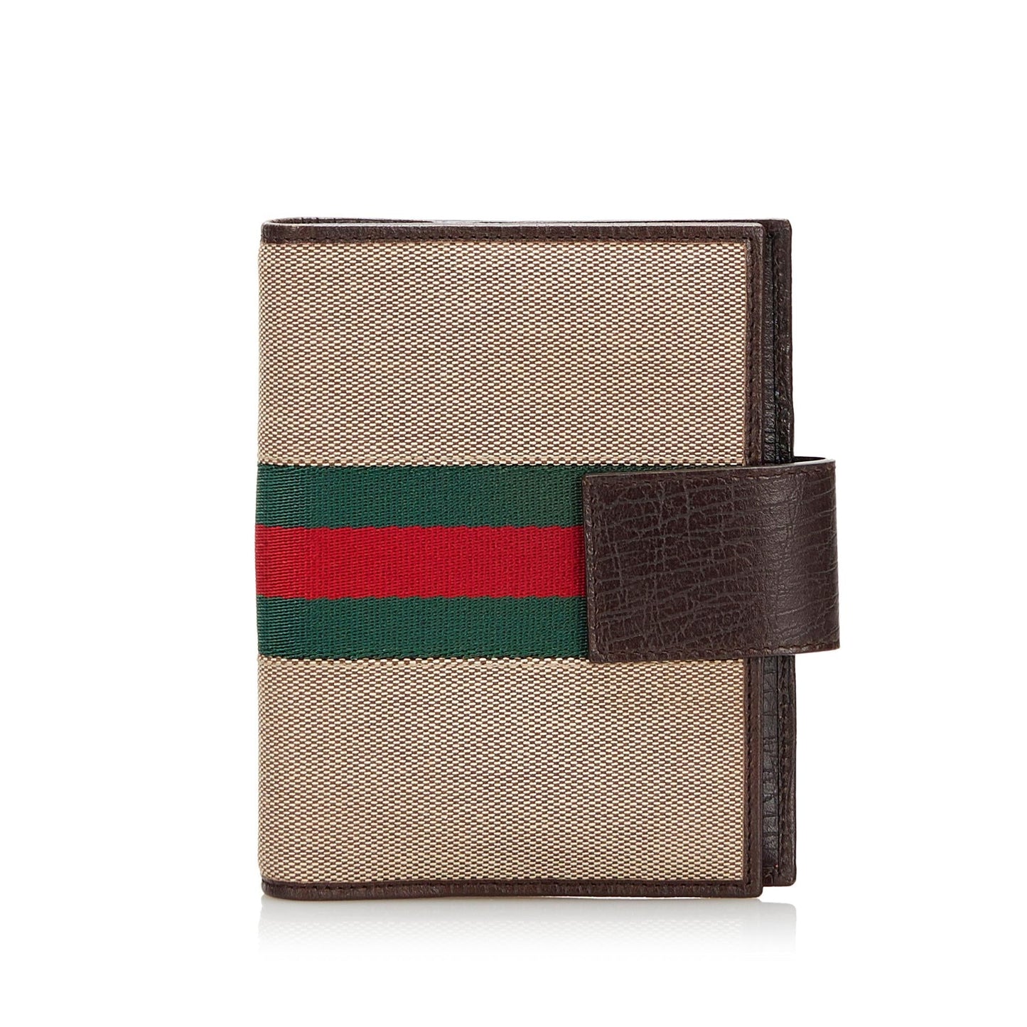 Gucci Web Organizer Cover SHG Leather Canvas Brown Small Handbag