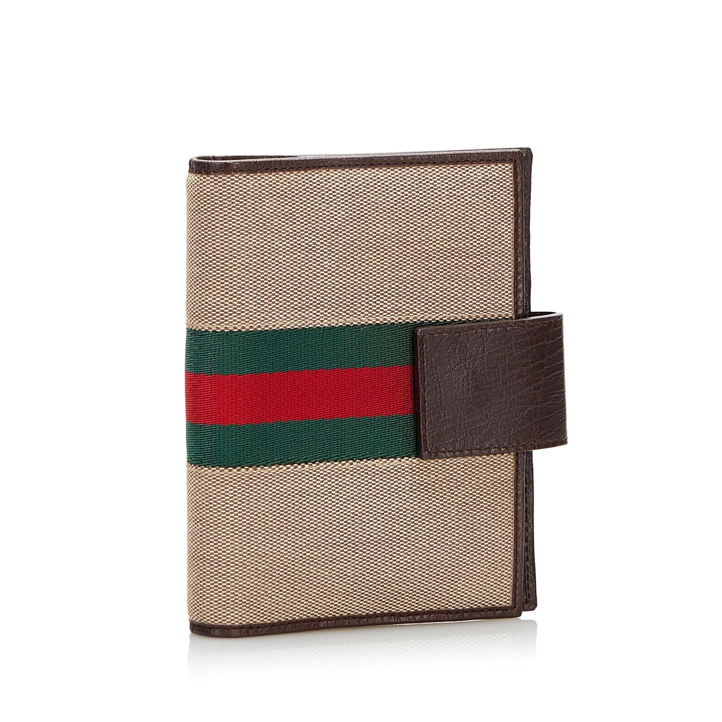 Gucci Web Organizer Cover SHG Leather Canvas Brown Small Handbag