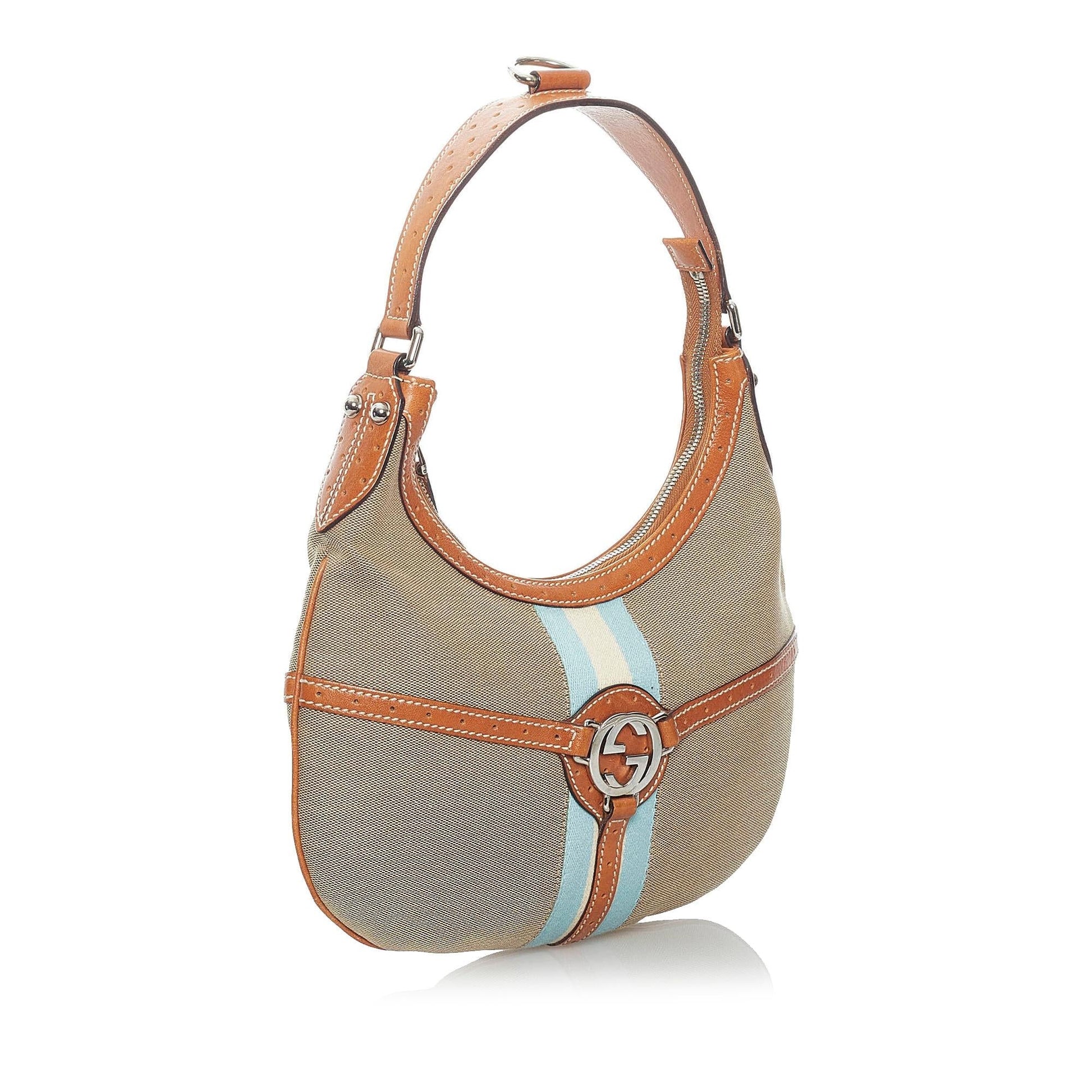 Gucci Web Reins SHG Canvas Brown Shoulder Bag Bag Shg