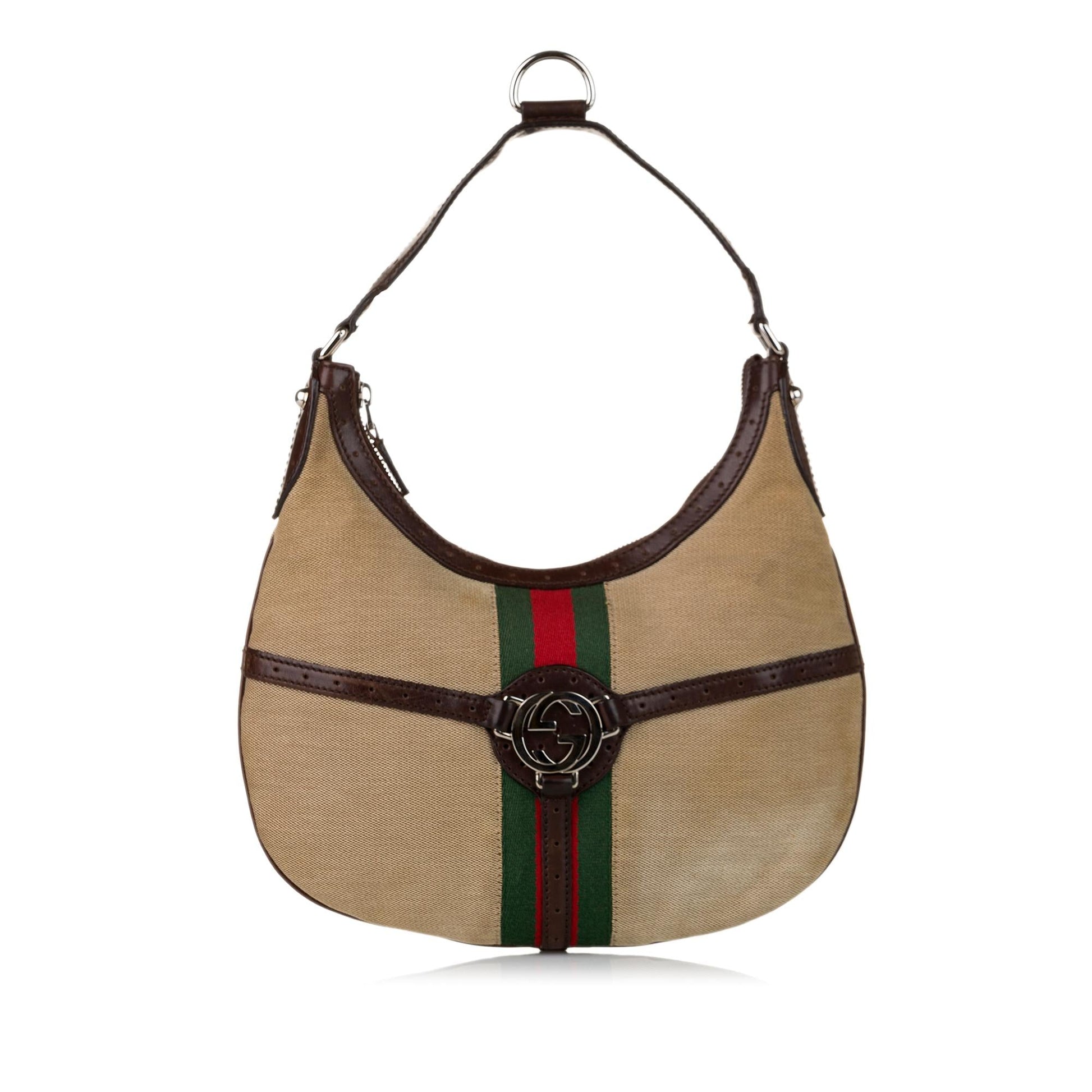 Gucci Web Reins SHG Canvas Calf Brown Shoulder Bag 3