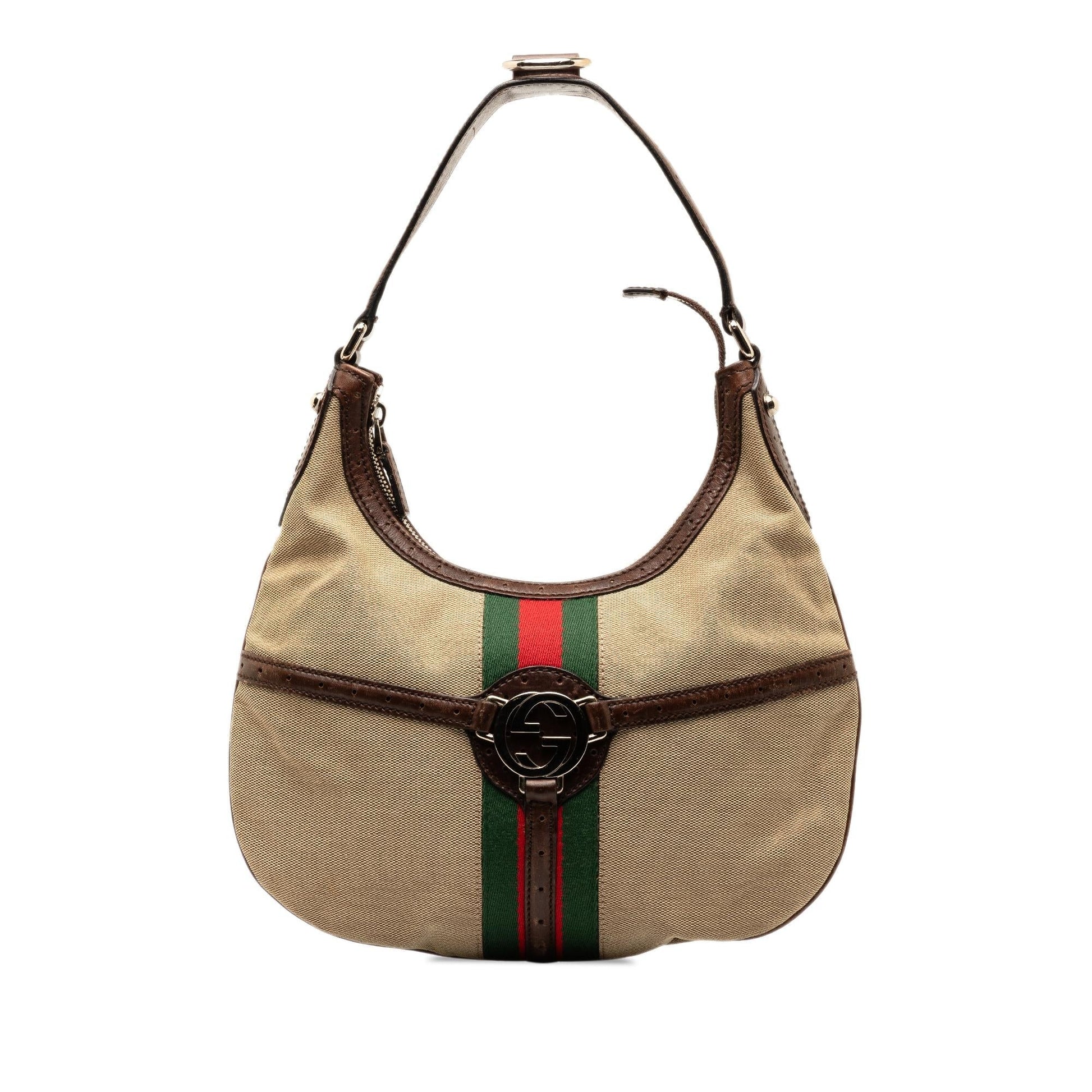 Gucci Web Reins SHG-qCOzMw Canvas Brown Shoulder Bag