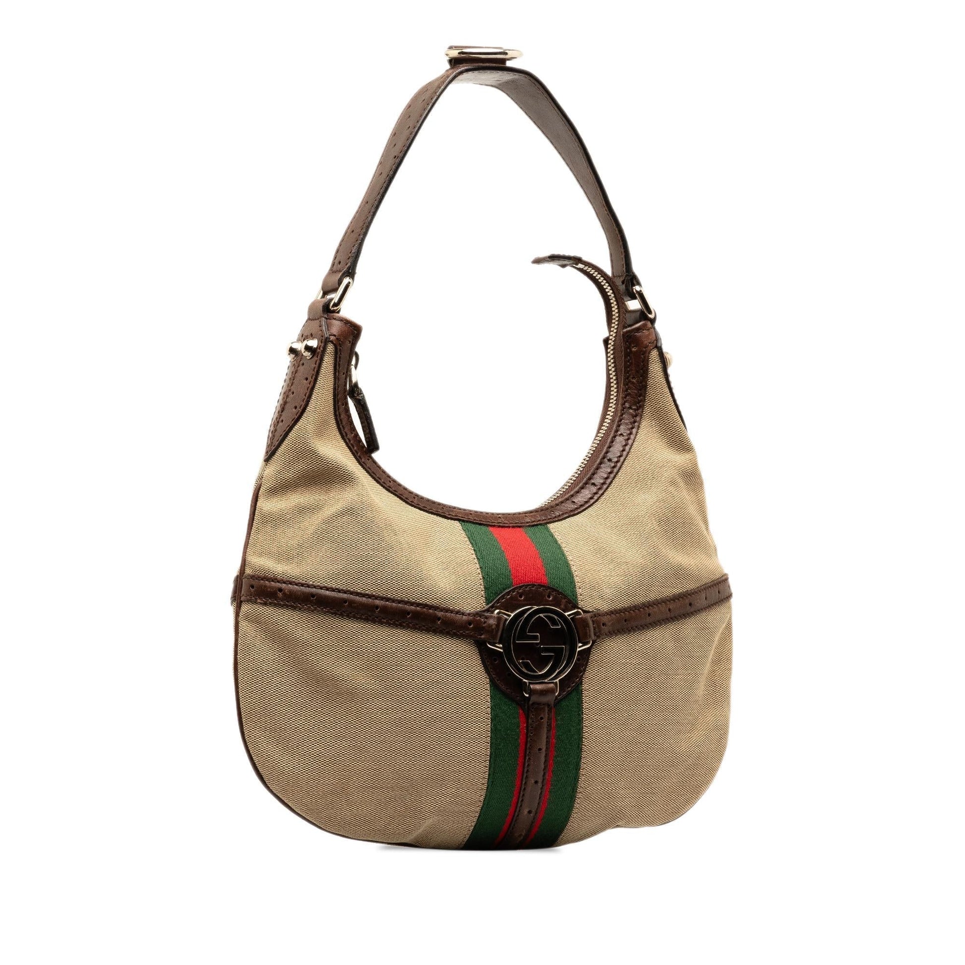 Gucci Web Reins SHG-qCOzMw Canvas Brown Shoulder Bag