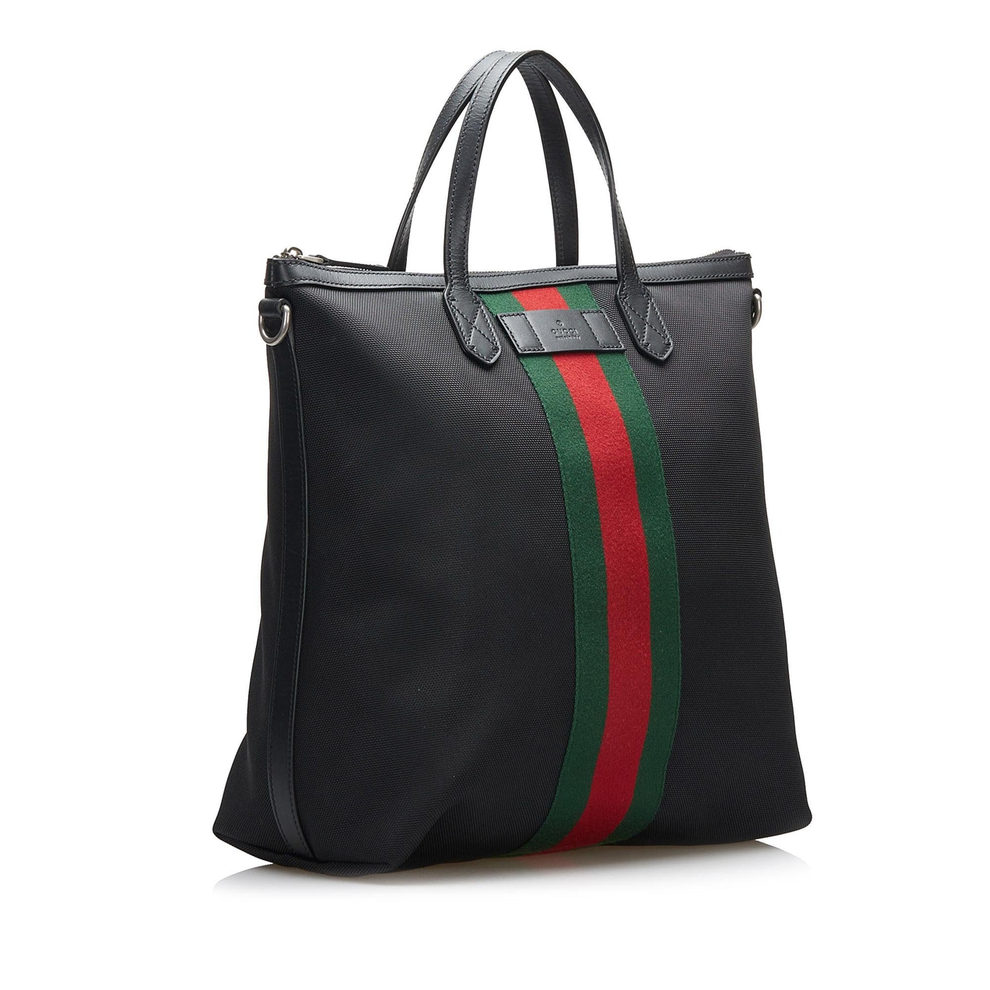 Gucci Web SHG-7u2aqw Canvas Black Satchel Bag