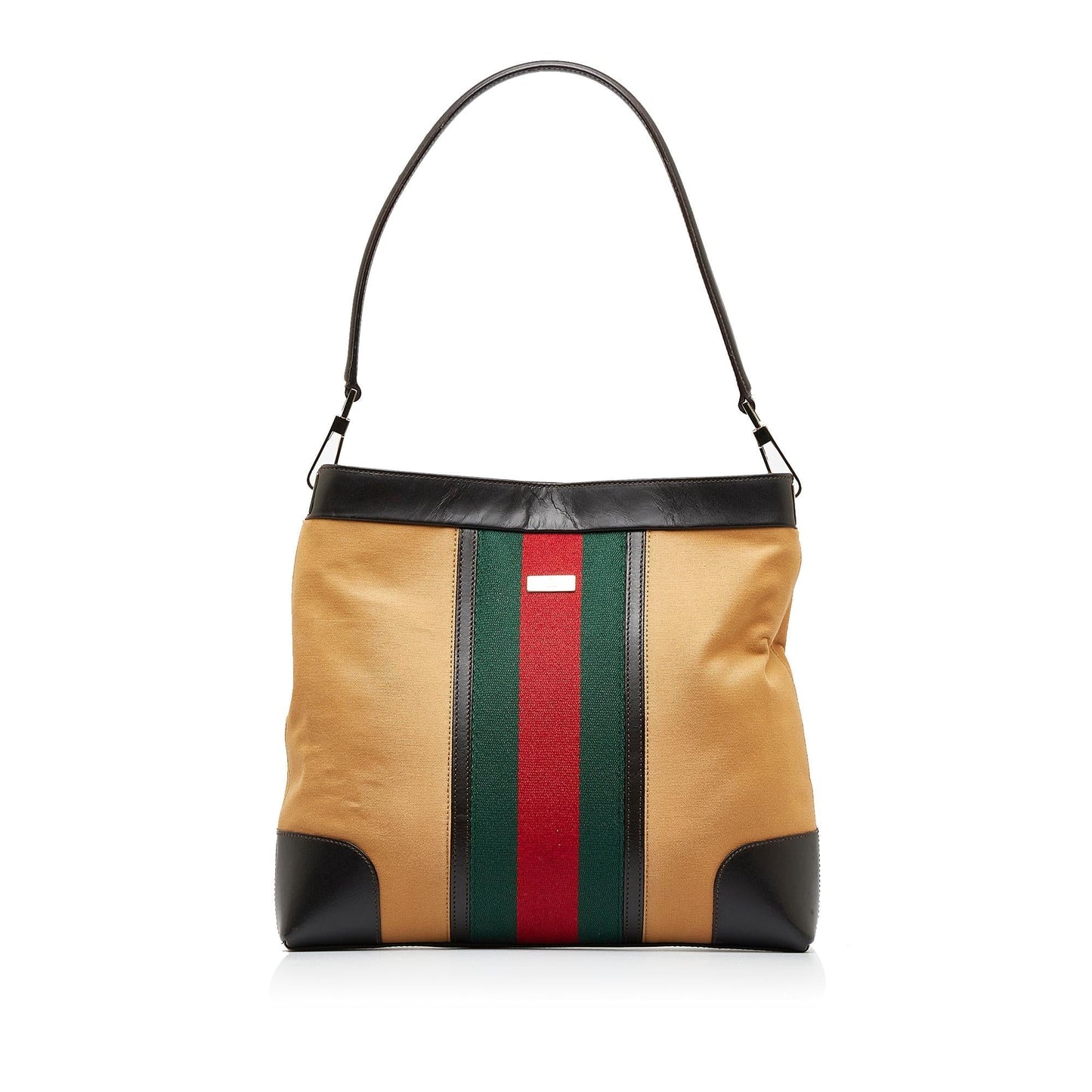 Gucci Web SHG-W3n2Vc Canvas Calf Brown Shoulder Bag