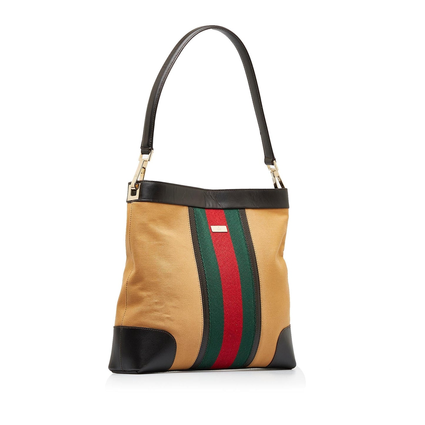 Gucci Web SHG-W3n2Vc Canvas Calf Brown Shoulder Bag