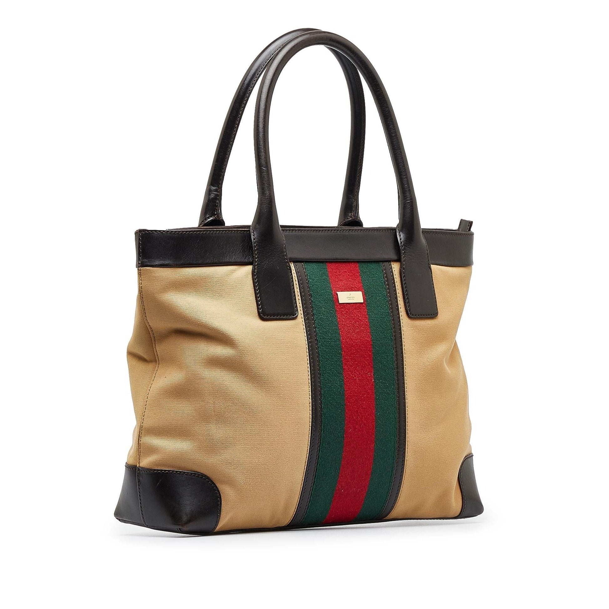Gucci Web SHG-PfOqI7 Canvas Brown Tote Bag