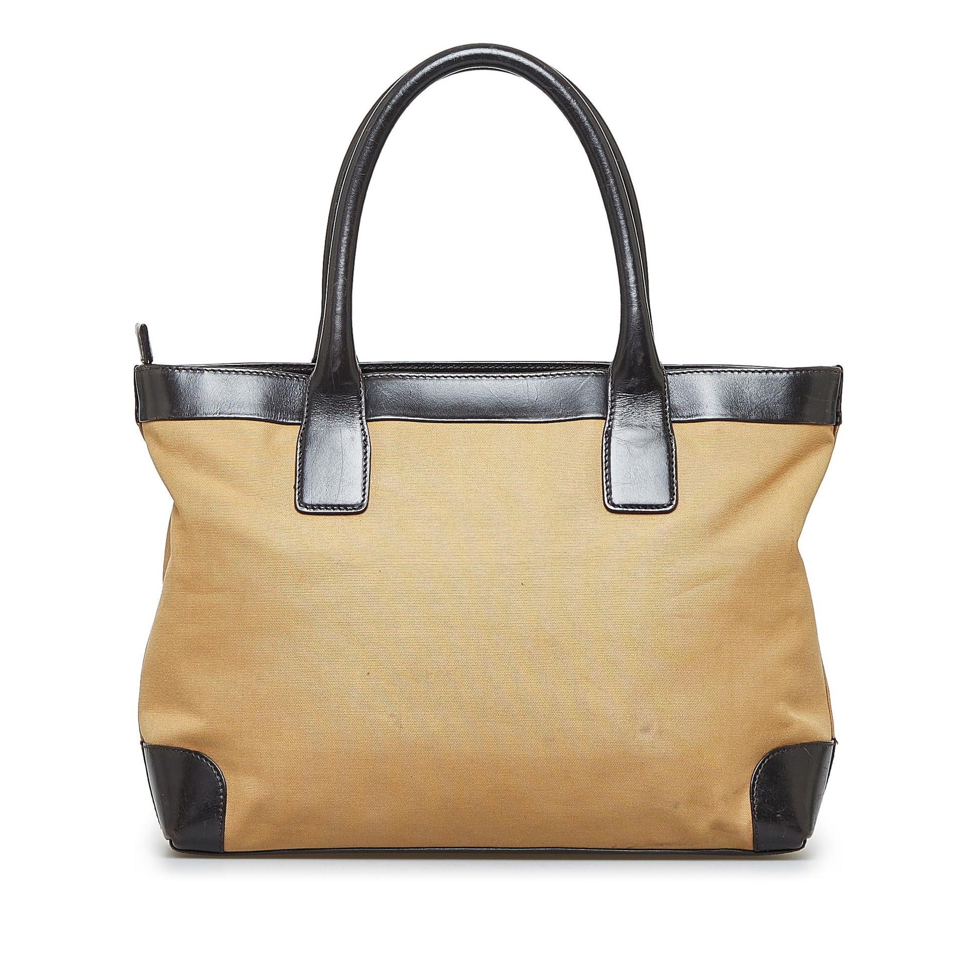 Gucci Web SHG-C31ysV Canvas Calf Brown Tote Bag