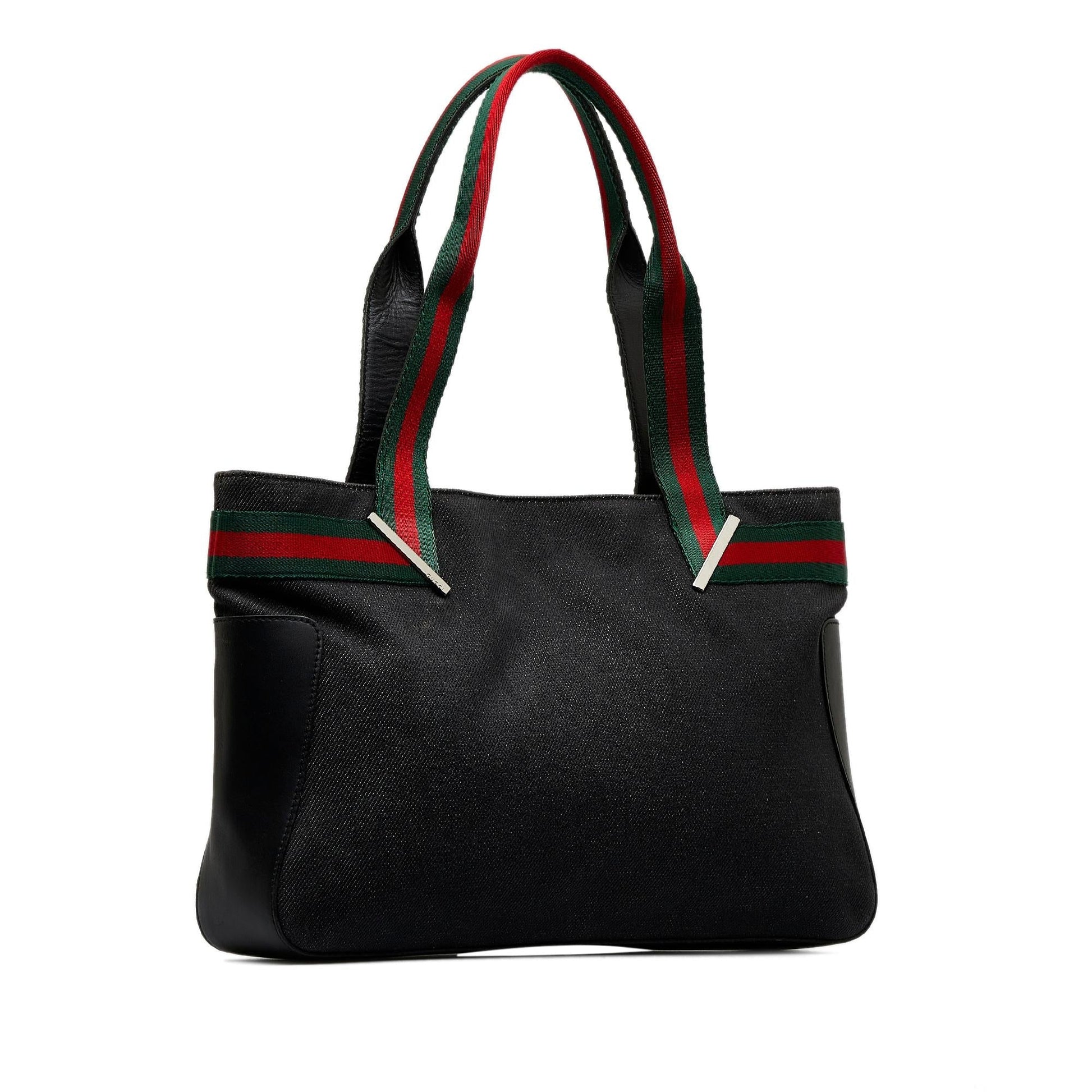 Gucci Web SHG-dKZexe Denim Black Tote Bag