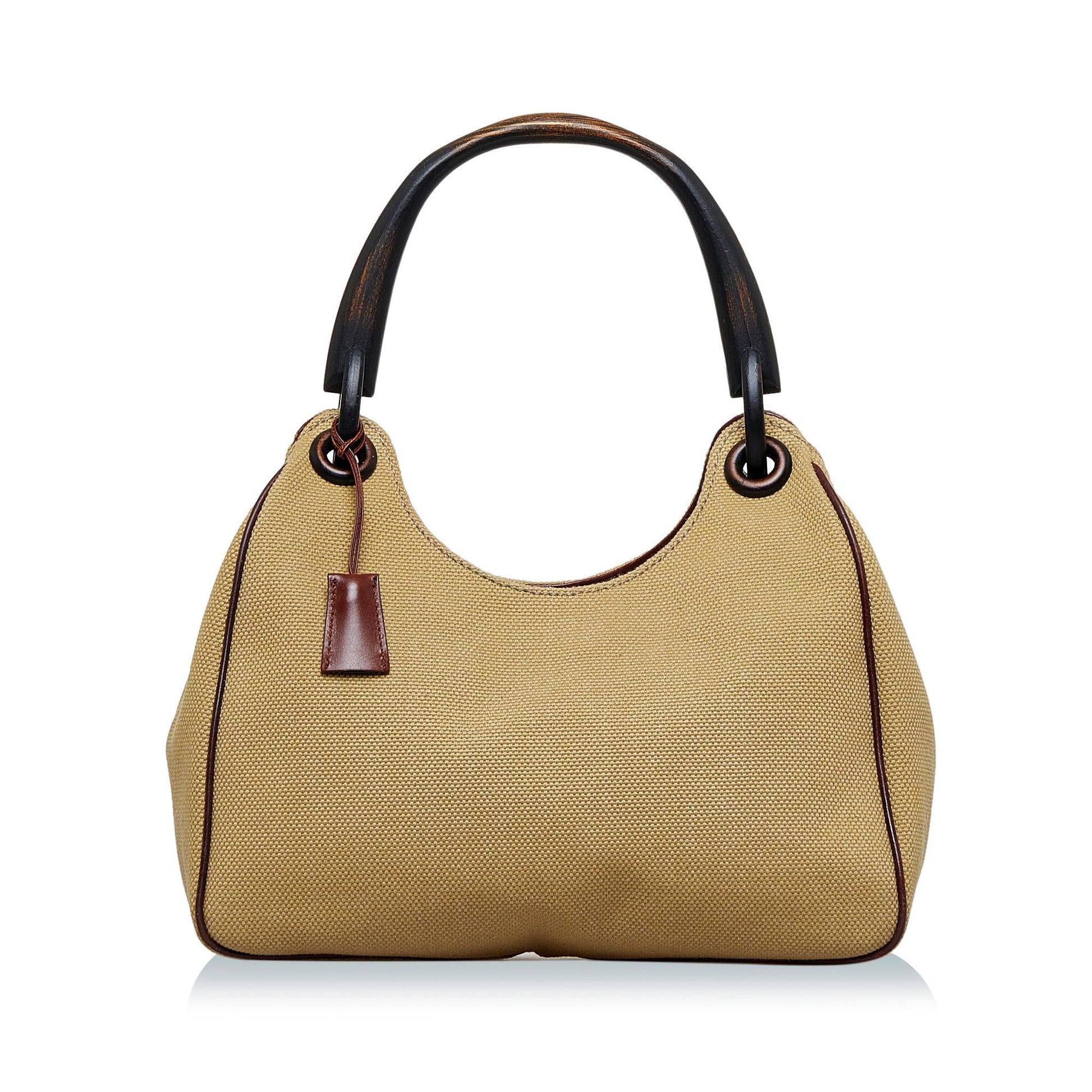 Gucci Wood Handle SHG-zB1eEr Canvas Brown Satchel Bag