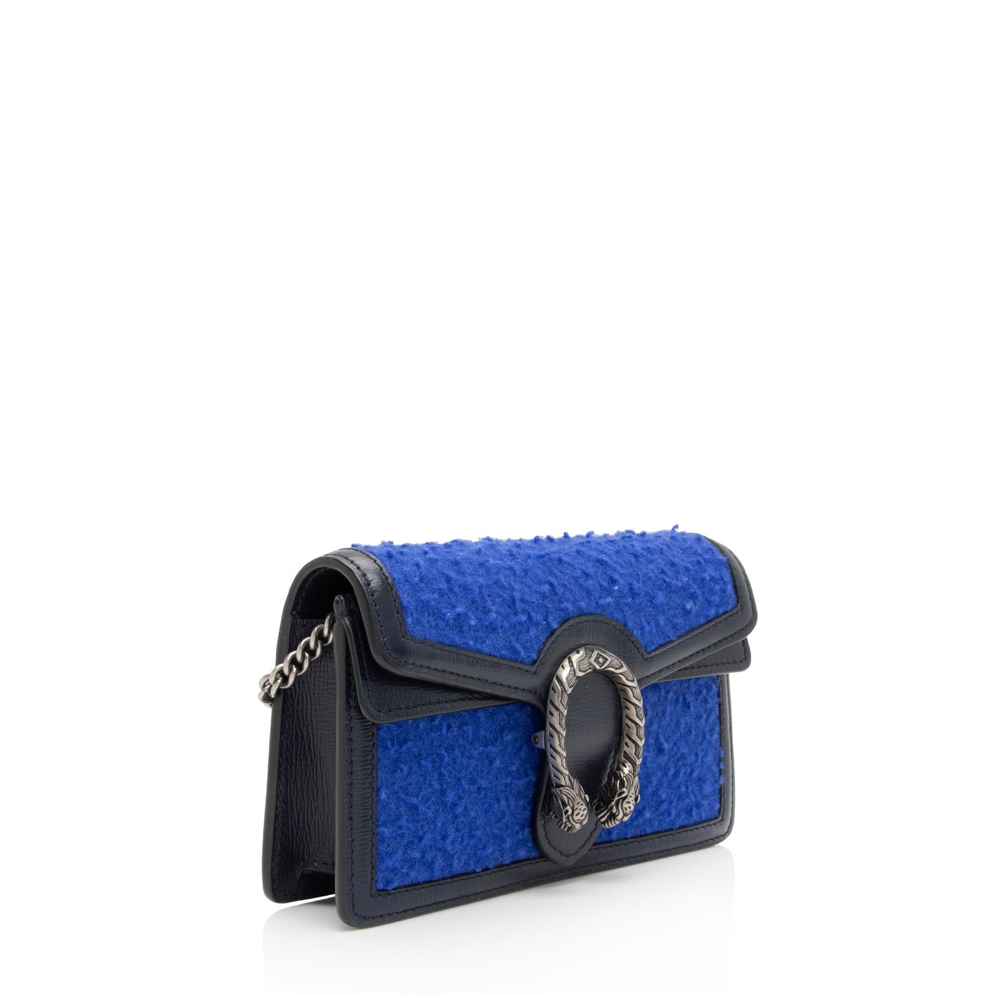 Gucci Wool Dionysus Super SHF-Ujea1H Leather Black Blue Mini Crossbody Bag