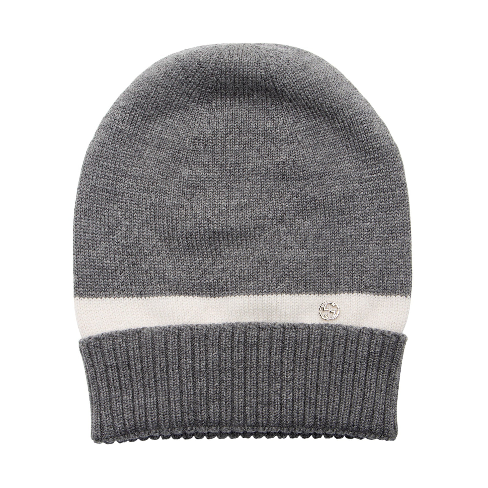 Gucci Wool Interlocking G Beanie - White Grey Handbag