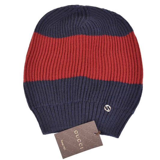 Gucci Interlocking GG Beanie Wool Blue Red Apparel