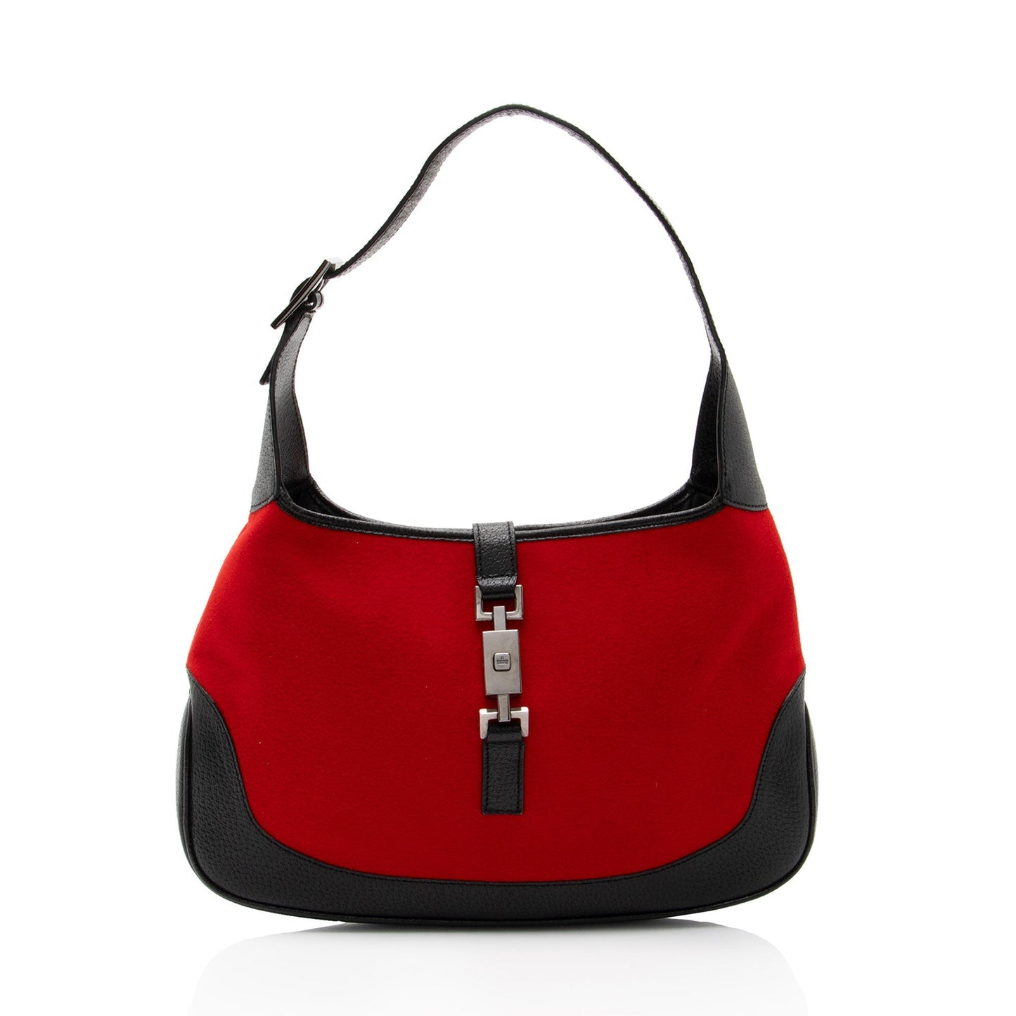 Gucci Wool Jackie Leather Black Red Shoulder Bag