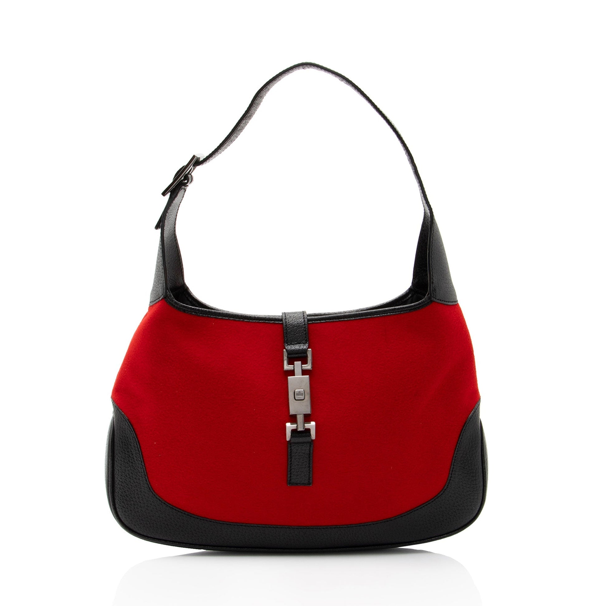 Gucci Wool Jackie Leather Black Red Shoulder Bag