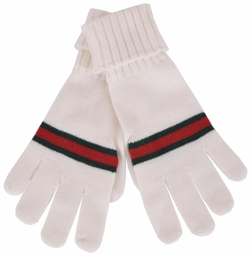 Gucci Web Stripes Gloves Wool Apparel