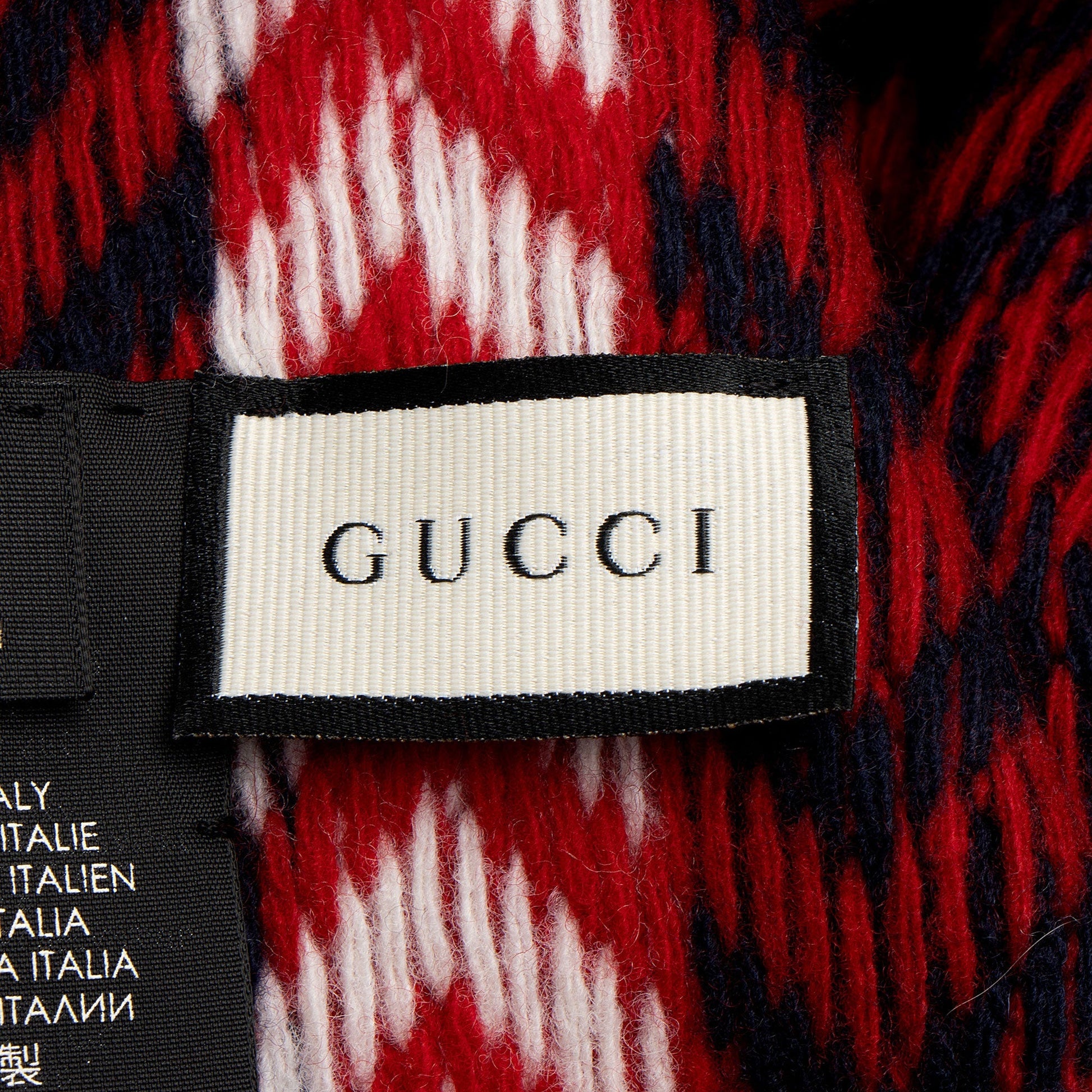 Gucci Wool Zaggede Beanie - Size Blue Red Handbag
