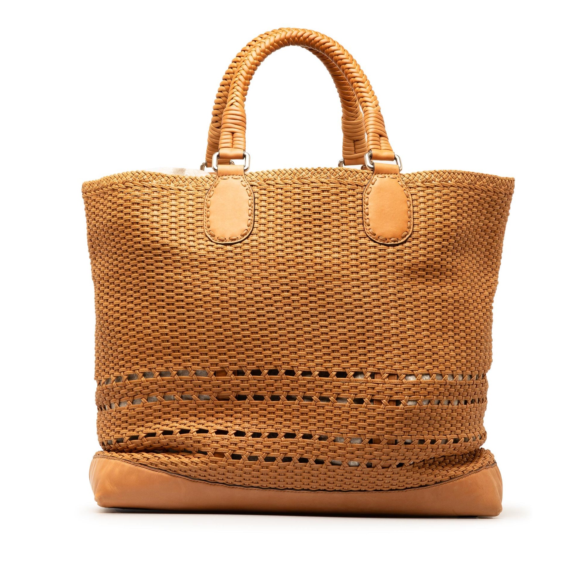 Gucci SHG-PXQlVm Woven Leather Calf Brown Tote Bag