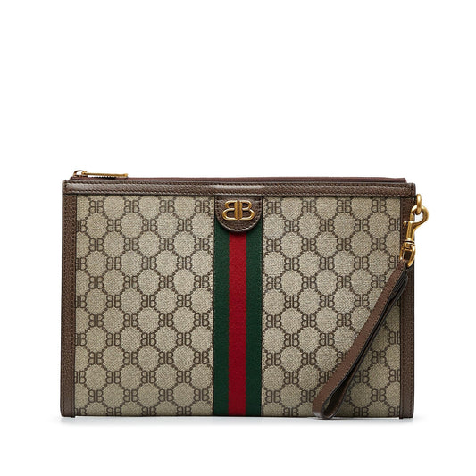 Gucci X Balenciaga BB Supreme Ophidia Canvas Brown Clutch Bag Clutch 1
