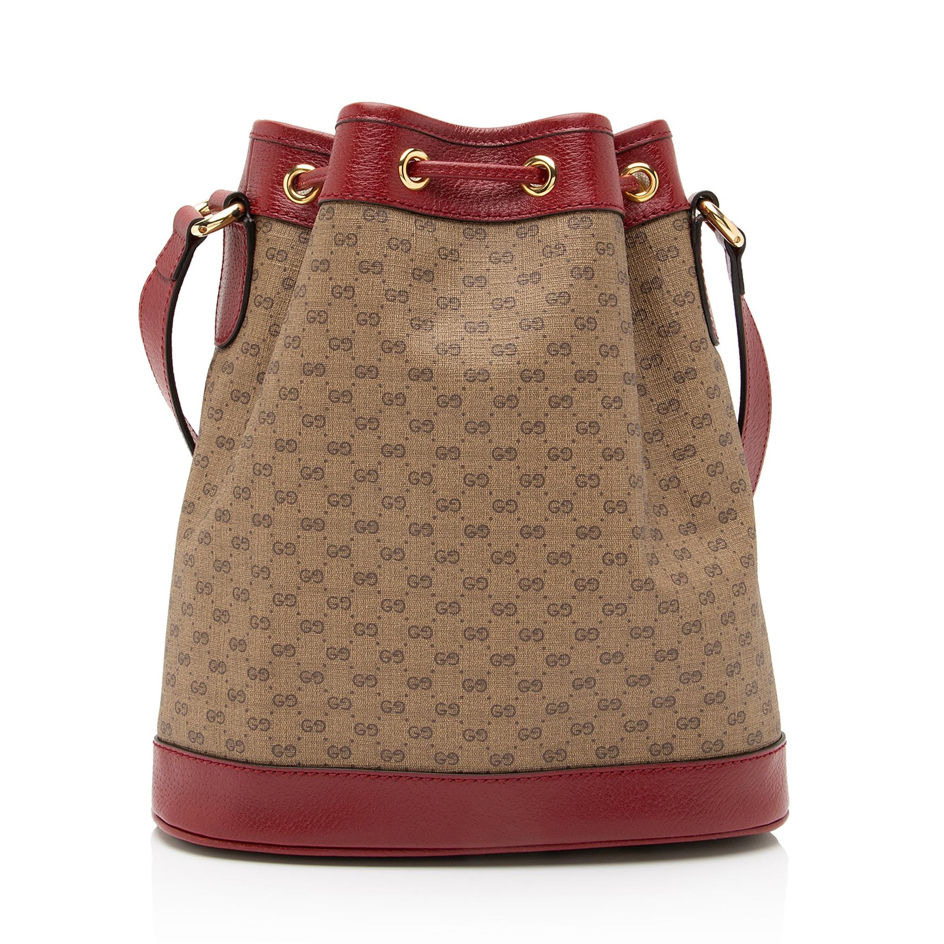 Gucci X Doraemon Micro GG Bucket Leather Canvas Brown Red Crossbody Bag Bag Shf