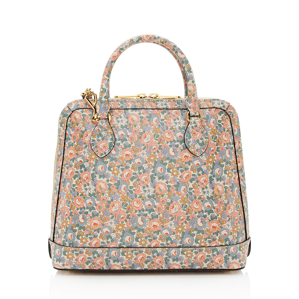 Gucci X Liberty London Floral Horsebit Calfskin Pink Top Handle Satchel Bag