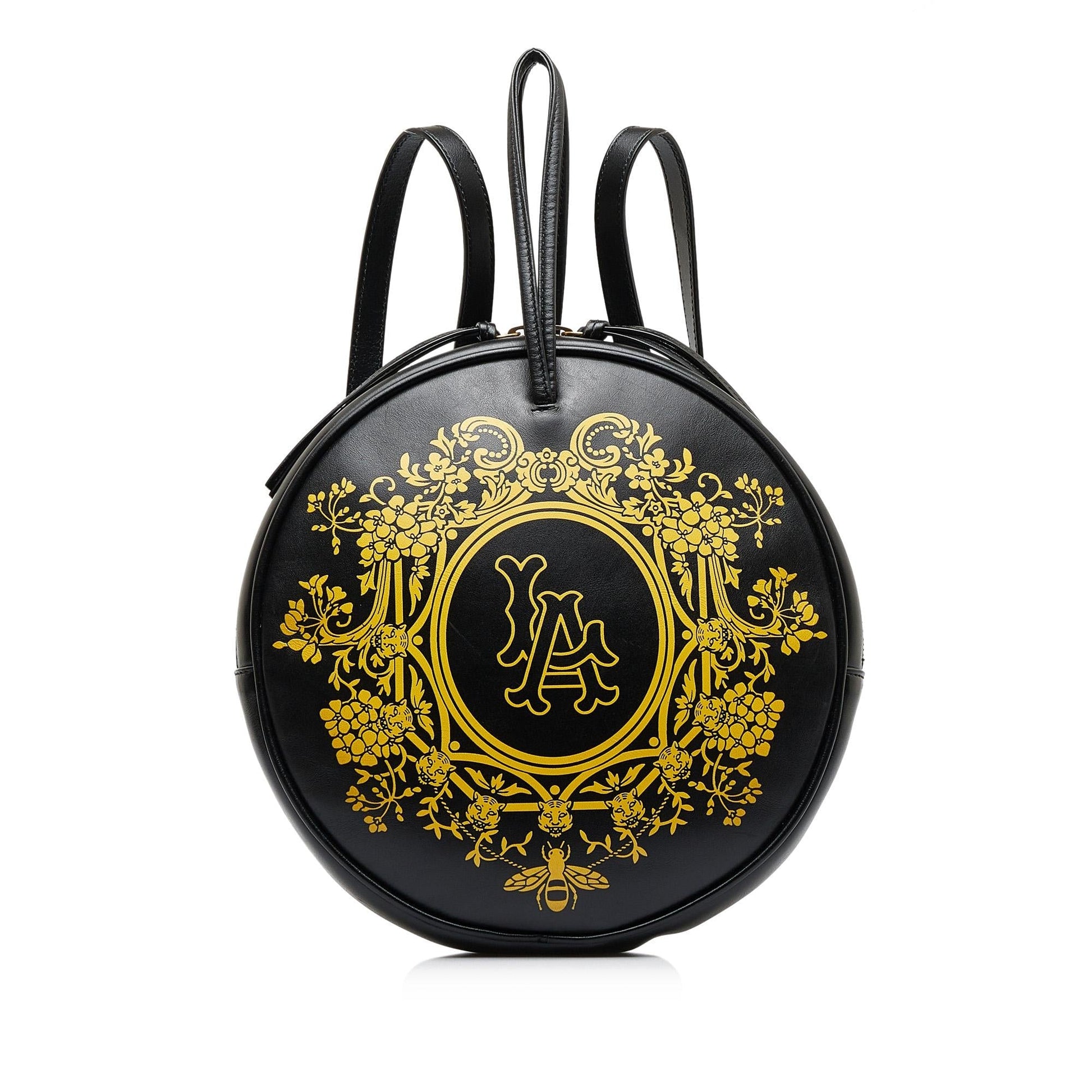 Gucci X MLB LA Angels Round Calf Black Backpack
