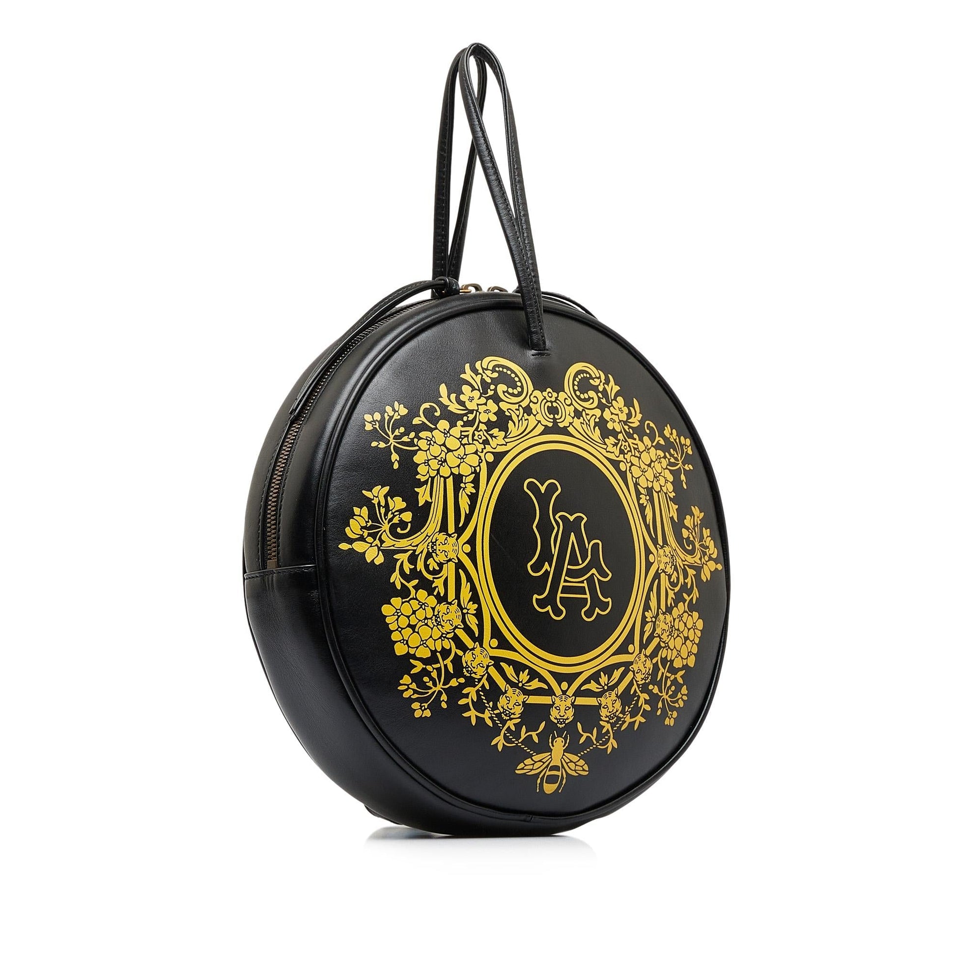 Gucci X MLB LA Angels Round Calf Black Backpack