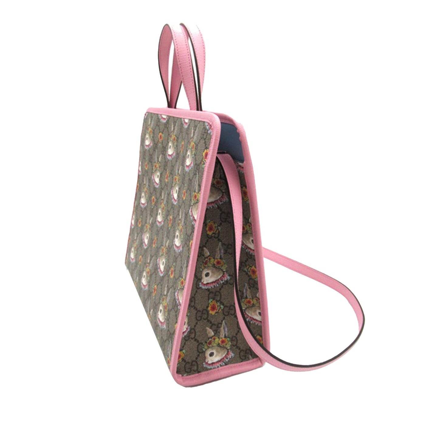 Gucci Yuko Higuchi GG Supreme Floral Canvas Brown Pink Satchel Bag