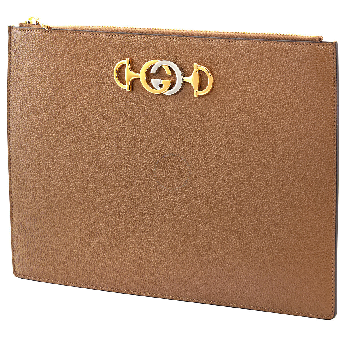 Gucci Grainy Zumi Pouch Leather Clutch Bag
