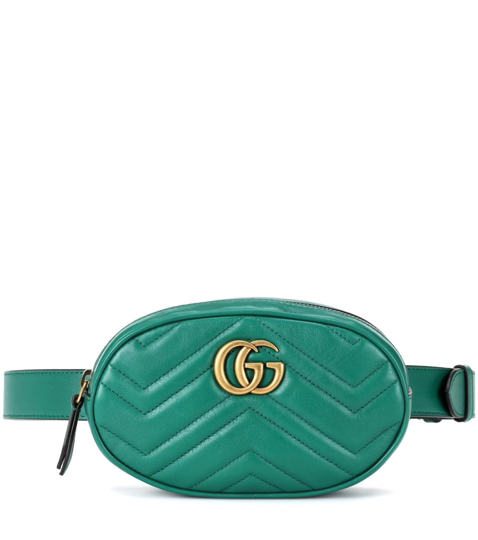 Gucci GG MARMONT Matelasse Leather Green Belt