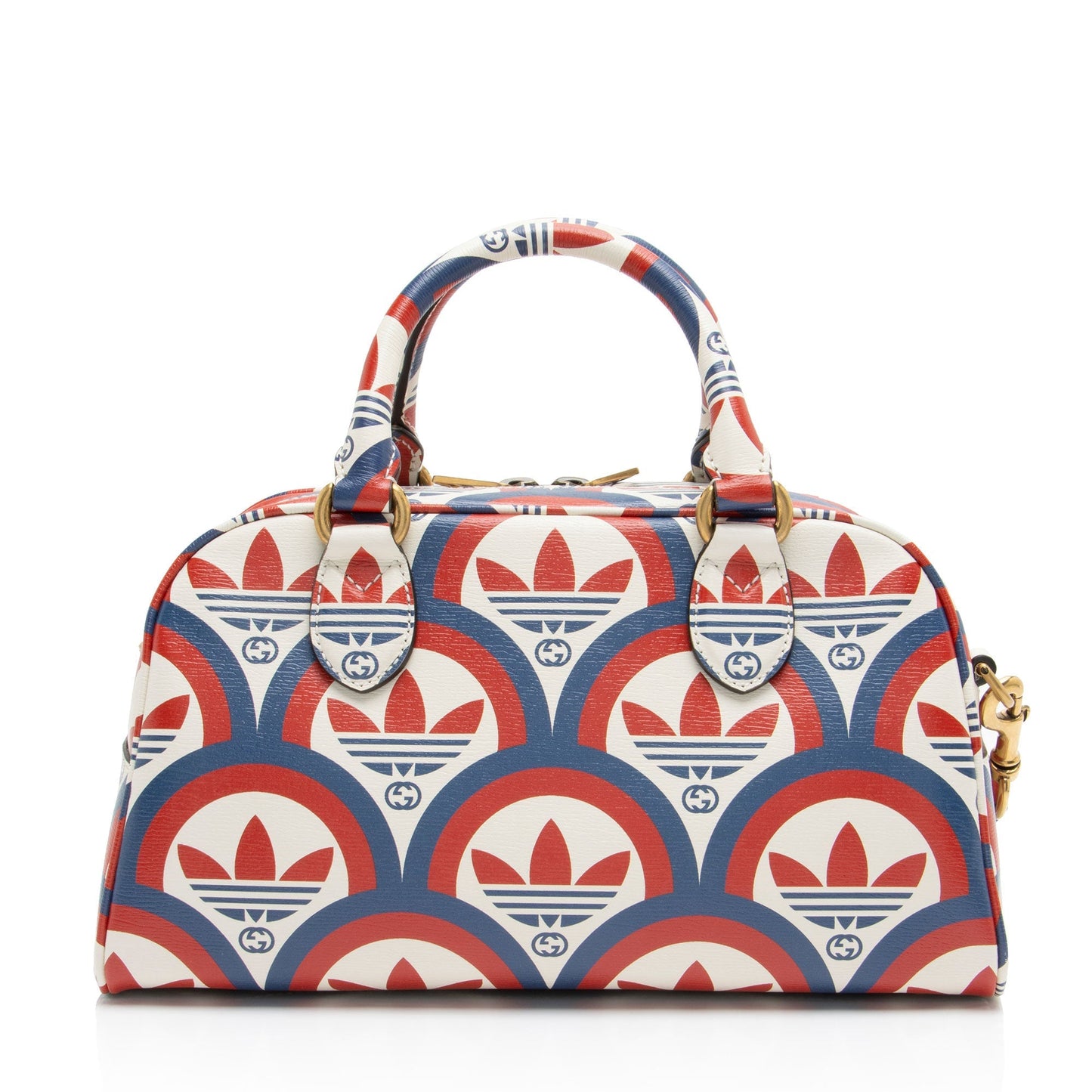Gucci x Adidas Interlocking G Duffle Calfskin White Blue Red Travel Bag