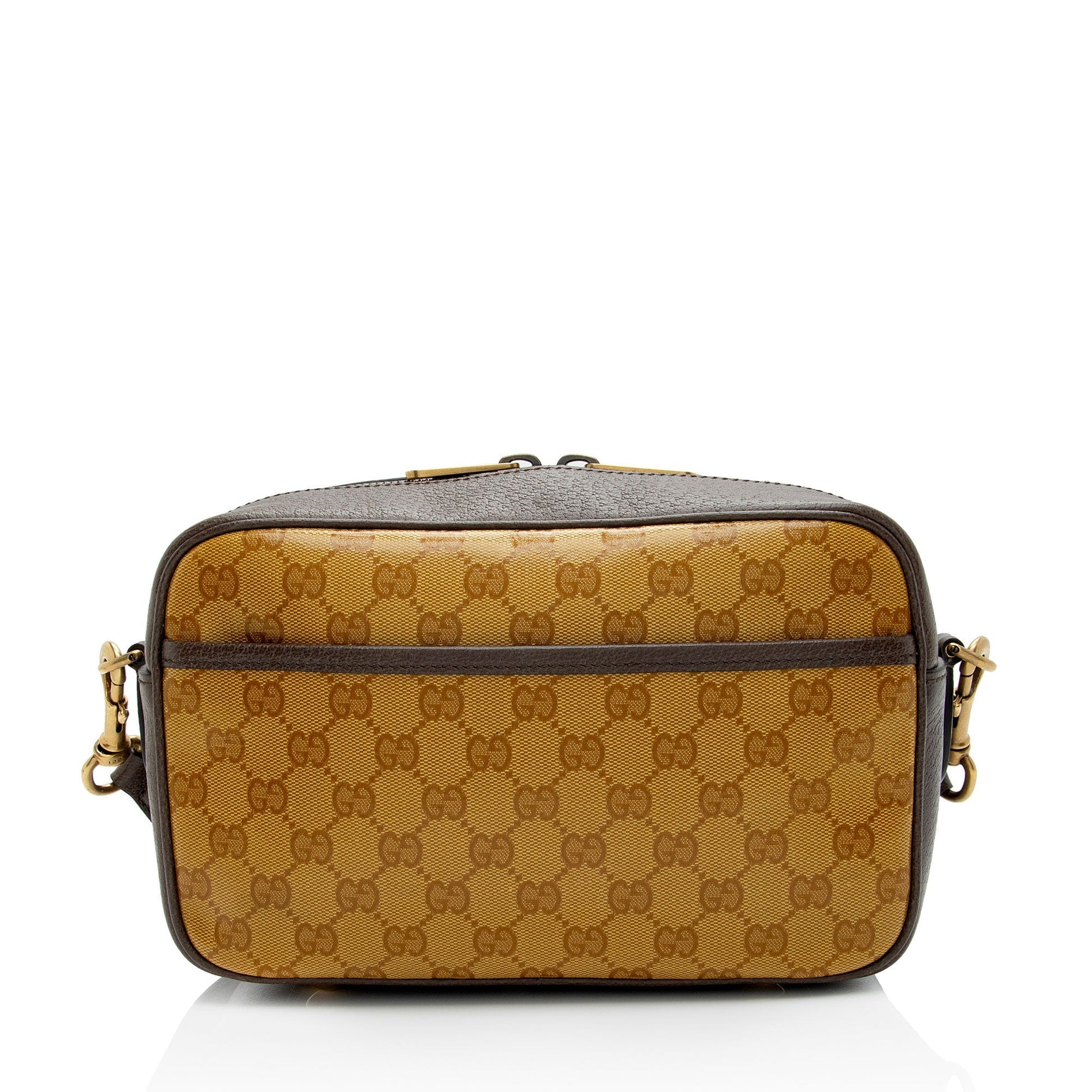Gucci x Adidas GG Crystal Web Leather Canvas Nylon Brown Crossbody Bag
