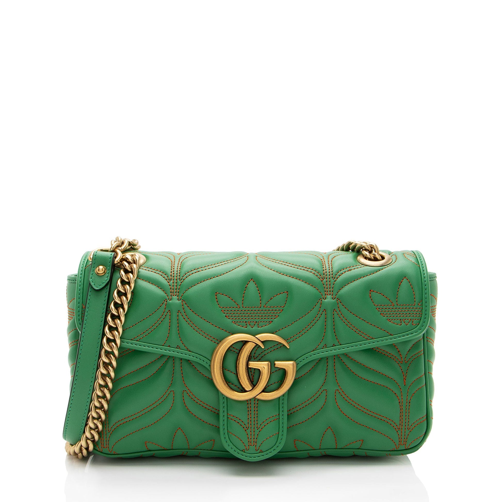 Gucci x Adidas GG Marmont Flap Matelasse Leather Green Small Crossbody Bag
