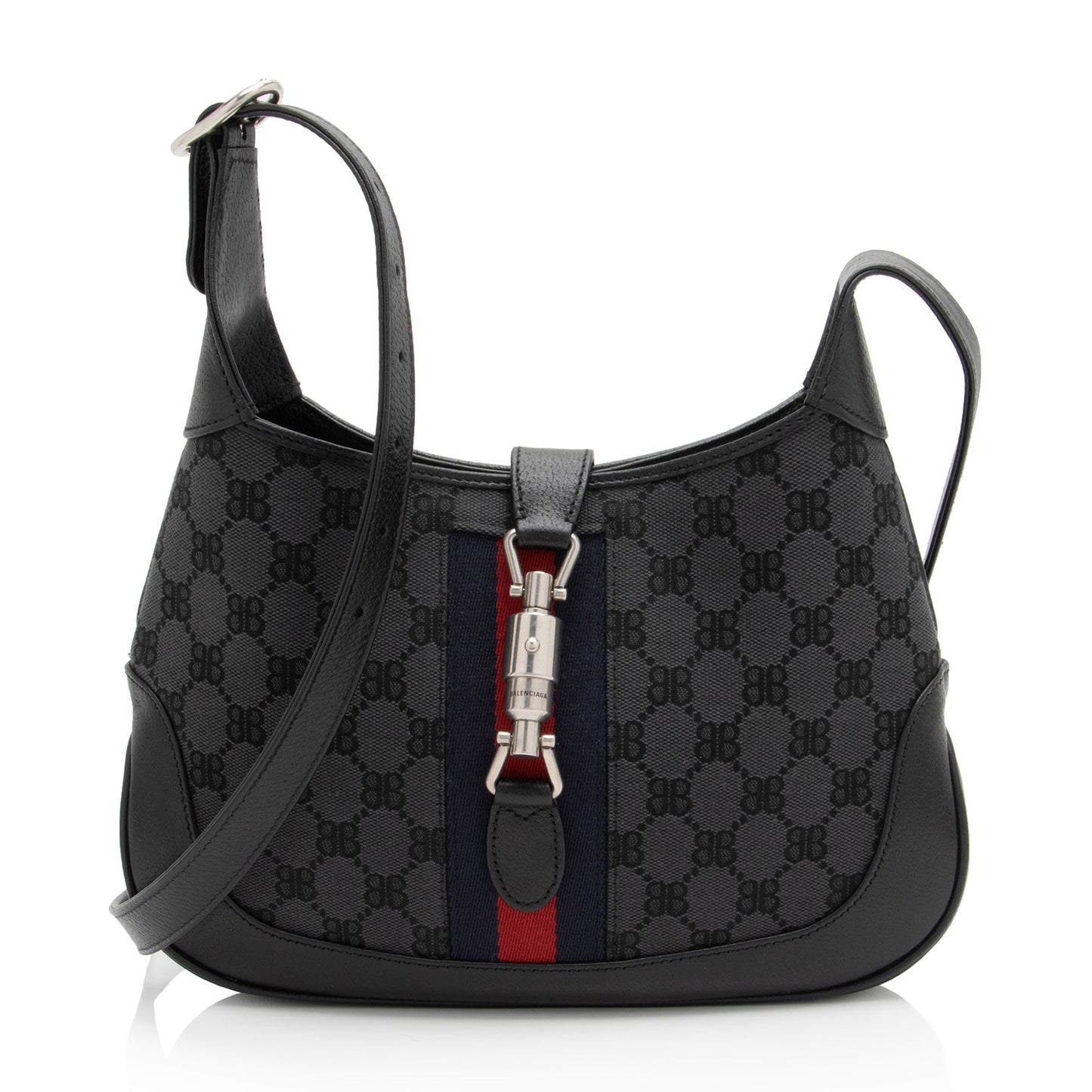 Gucci x Balenciaga BB Supreme Hacker Leather Canvas Black Small Crossbody Bag