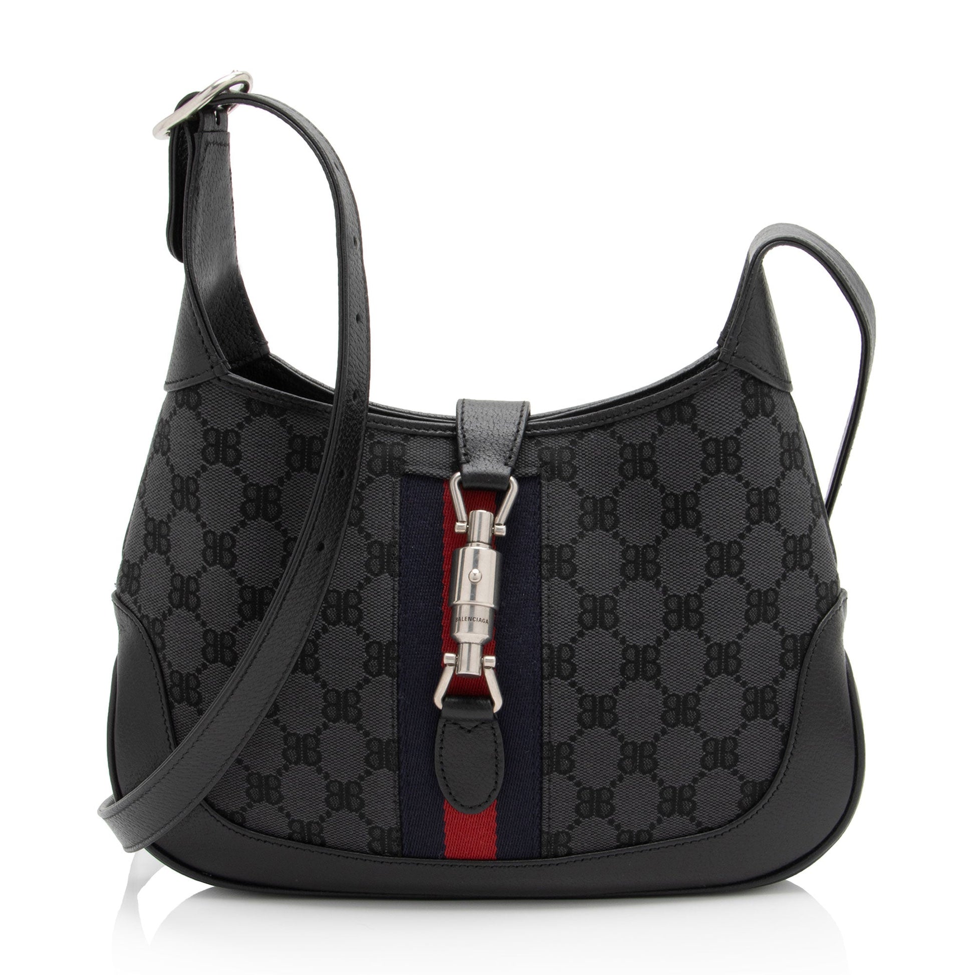 Gucci x Balenciaga BB Supreme Hacker Leather Canvas Black Small Crossbody Bag