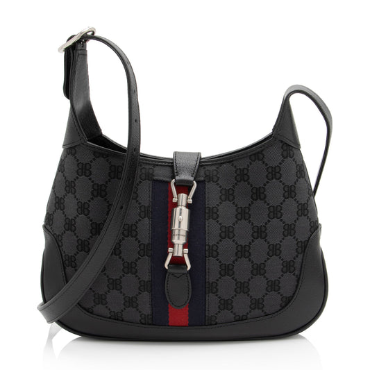 Gucci x Balenciaga BB Supreme Hacker Leather Canvas Black Small Crossbody Bag