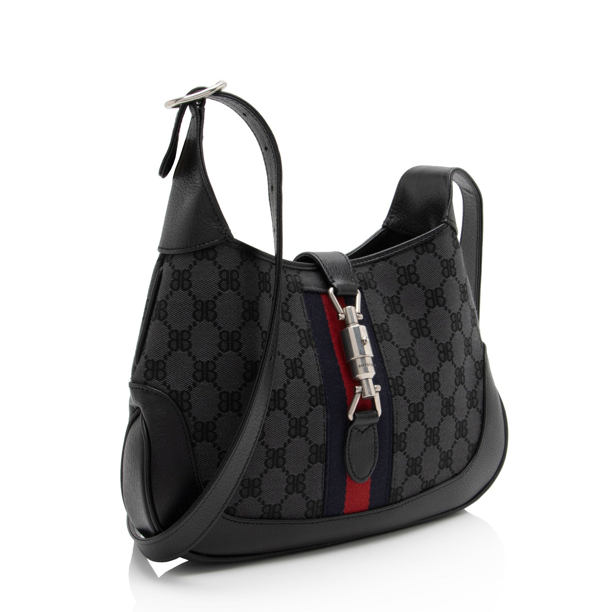 Gucci x Balenciaga BB Supreme Hacker Leather Canvas Black Small Crossbody Bag