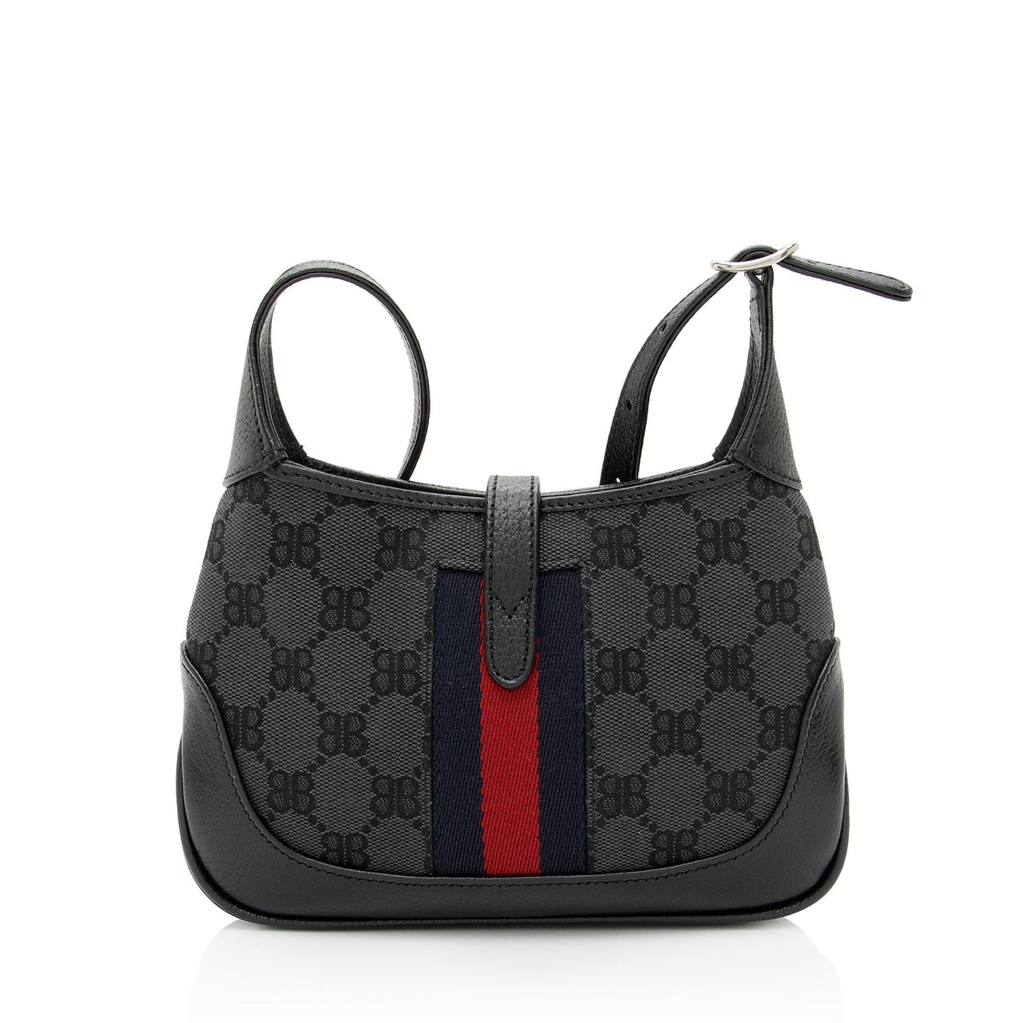 Gucci x Balenciaga BB Supreme Hacker Leather Canvas Black Grey Crossbody Bag