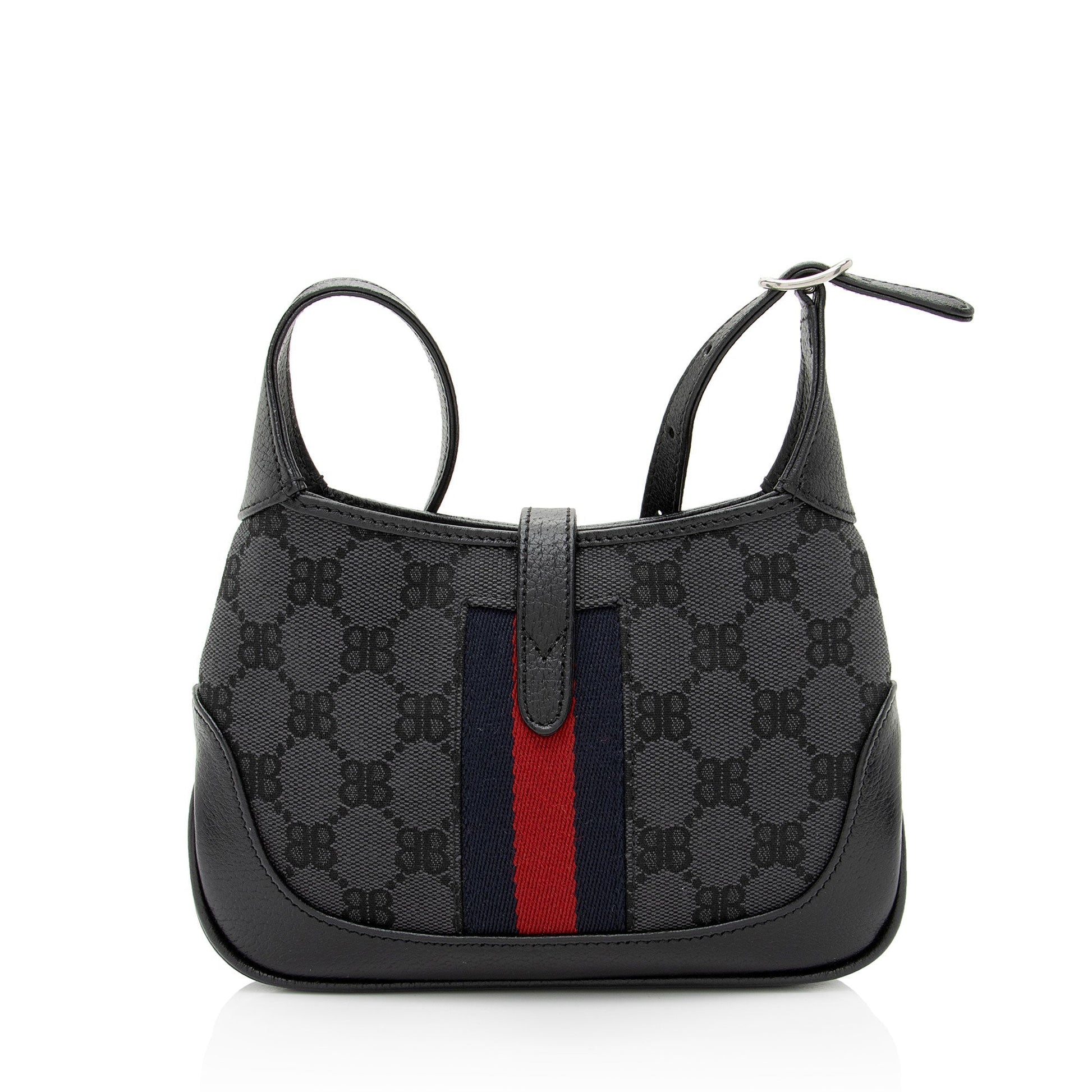Gucci x Balenciaga BB Supreme Hacker Leather Canvas Black Grey Crossbody Bag