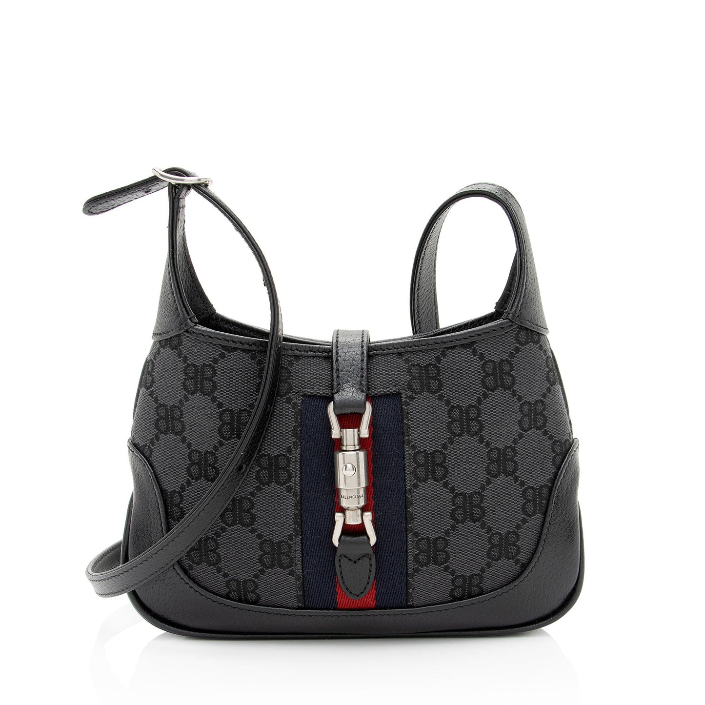 Gucci x Balenciaga BB Supreme Hacker Leather Canvas Black Grey Crossbody Bag