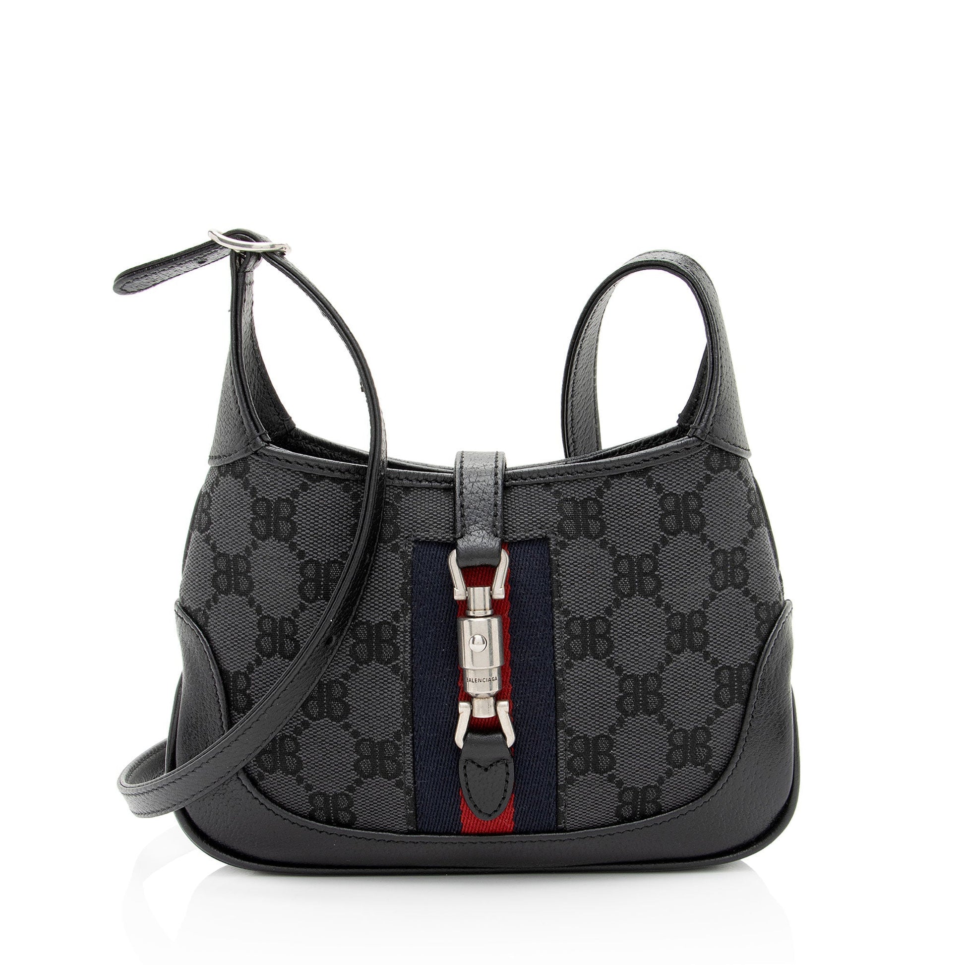 Gucci x Balenciaga BB Supreme Hacker Leather Canvas Black Grey Crossbody Bag