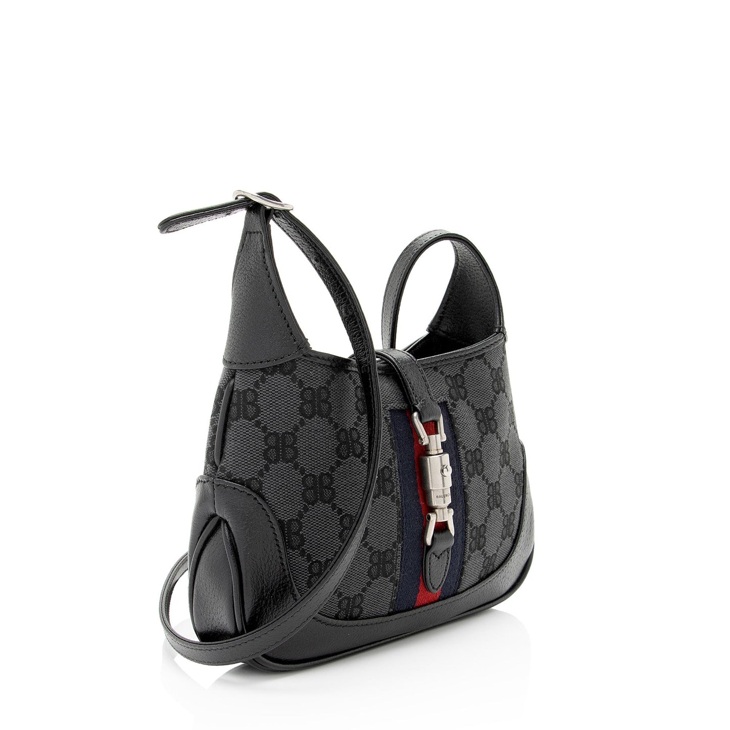 Gucci x Balenciaga BB Supreme Hacker Leather Canvas Black Grey Crossbody Bag